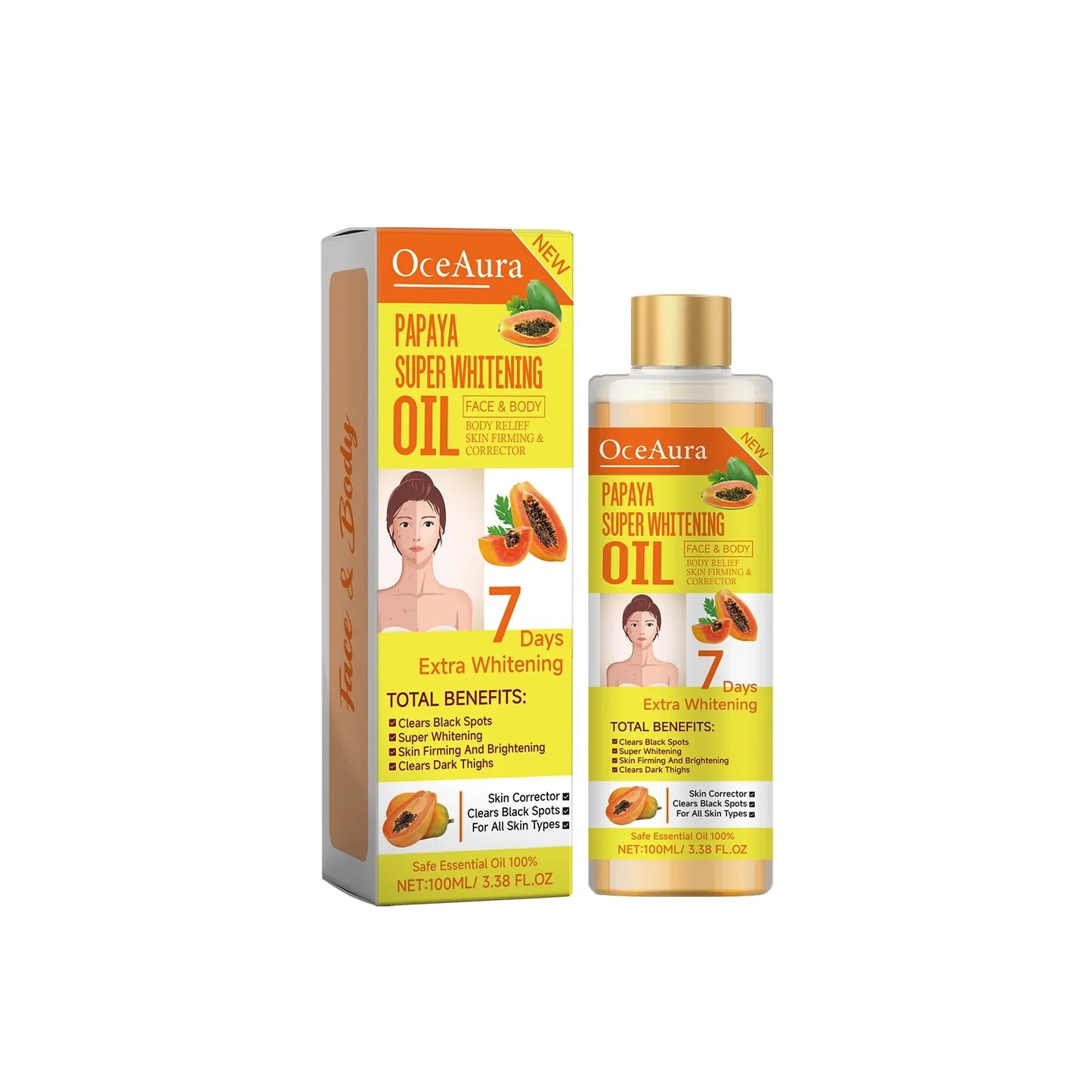Papaya Whitening Body Oil – Brighten & Moisturize Skin 100ml