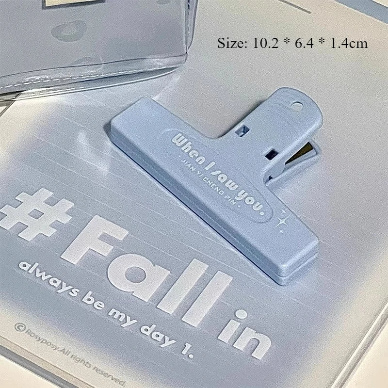 Ins Style High Aesthetic Retro Color Stationery Clip Non Magnetic High End Long Tail Clip Student Plastic Clip Letter Versatile Peaceful Pleasures Health and Wellness B