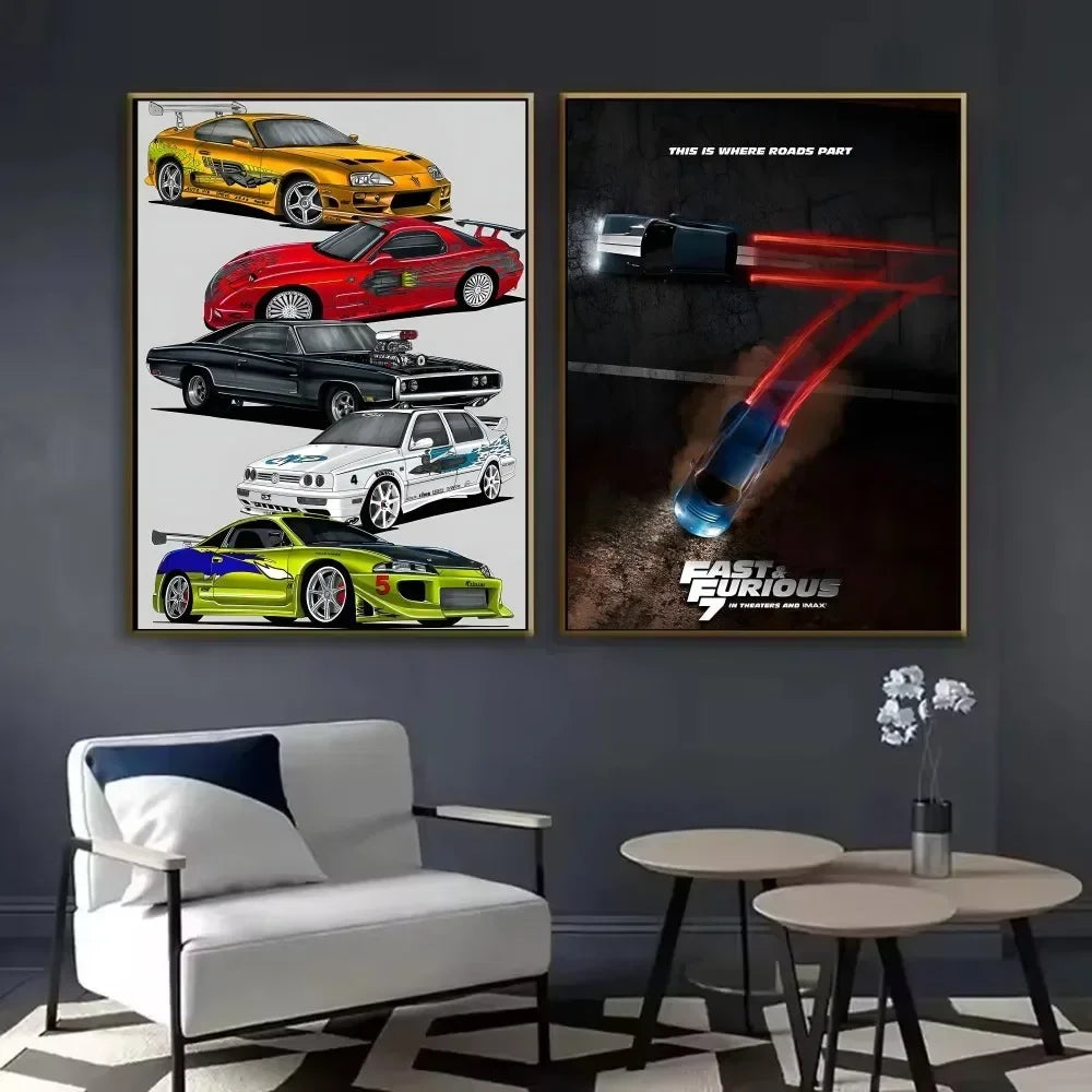 Poster classic movie F-Fast and Furious Poster HD art sticky wall waterproof home living room bedroom bar aesthetic decor Peaceful Pleasures Health and Wellness