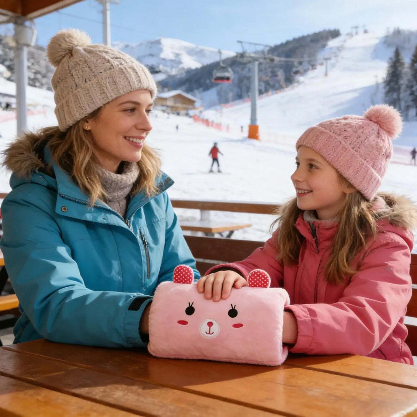 Pink Bear Plush Hand Warmer Pillow – Kids Nap Cushion Gift