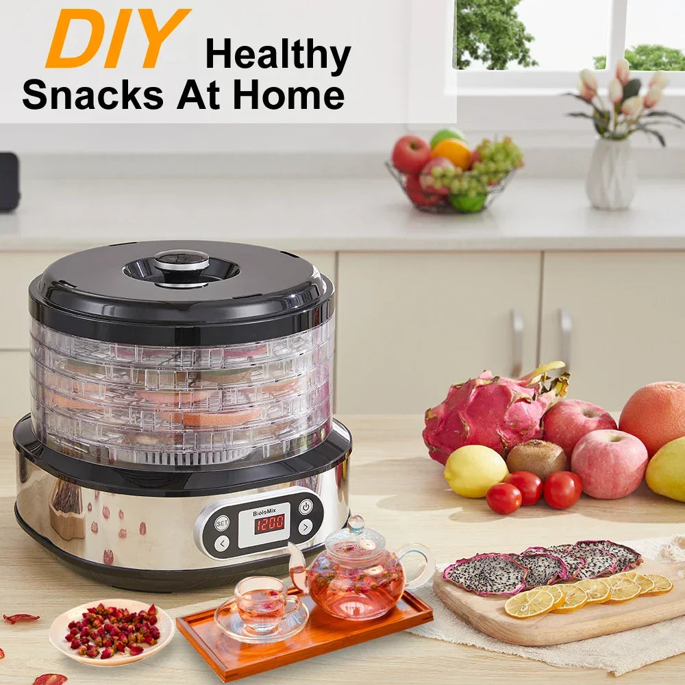 BioloMix Food Dehydrator – 5 BPA-Free Trays, Digital Timer & Temp Control
