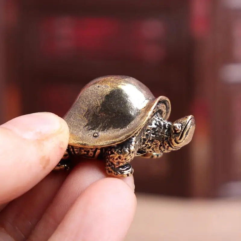 Retro Brass Feng Shui Turtle Figurine | Desktop Décor Gift