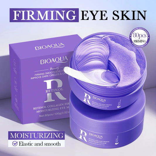80pcs BIOAQUA Retinol Crystal Collagen Eye Mask Anti Dark Circles Anti-Wrinkles Moisturizing Anti-Aging Eye Patches Skin Care Peaceful Pleasures Health and Wellness