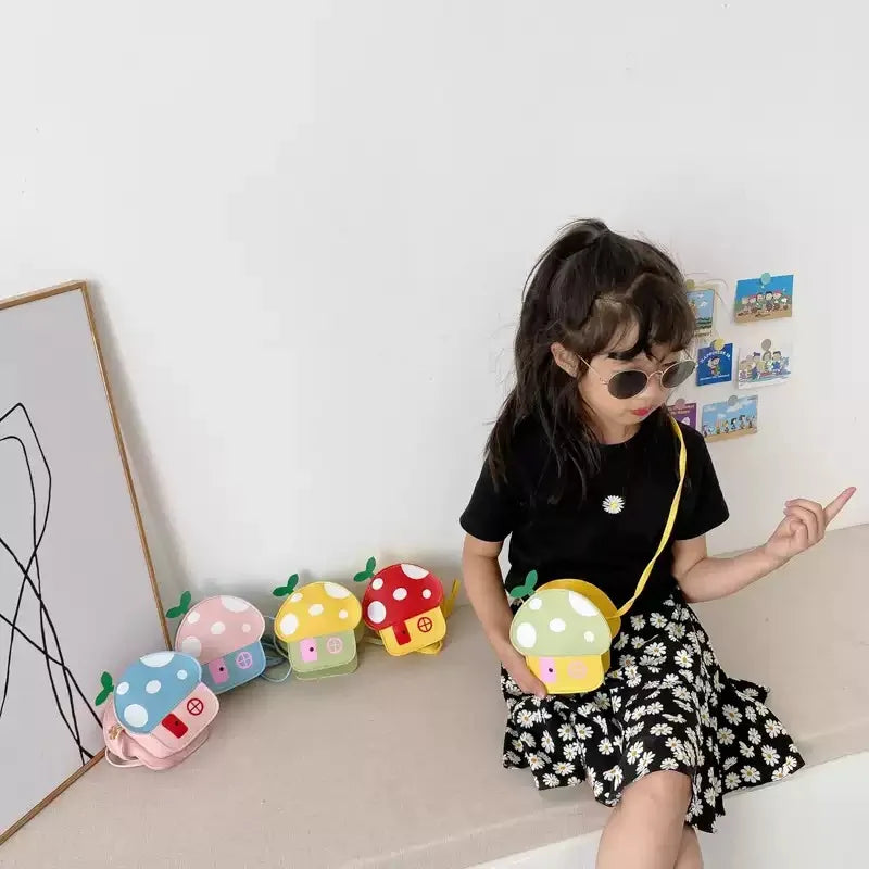 Kids Mushroom Crossbody Bag – Cute Girls Sling Purse Korean Style