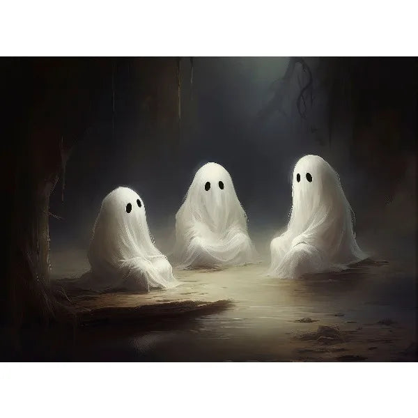 Vintage Spooky Halloween Prints Poster Dark Ghost Pumpkin Autumn Canvas Painting Moody Wall Art Gallery Living Room Home Deco Peaceful Pleasures Health and Wellness 8 30x40cm Unframed