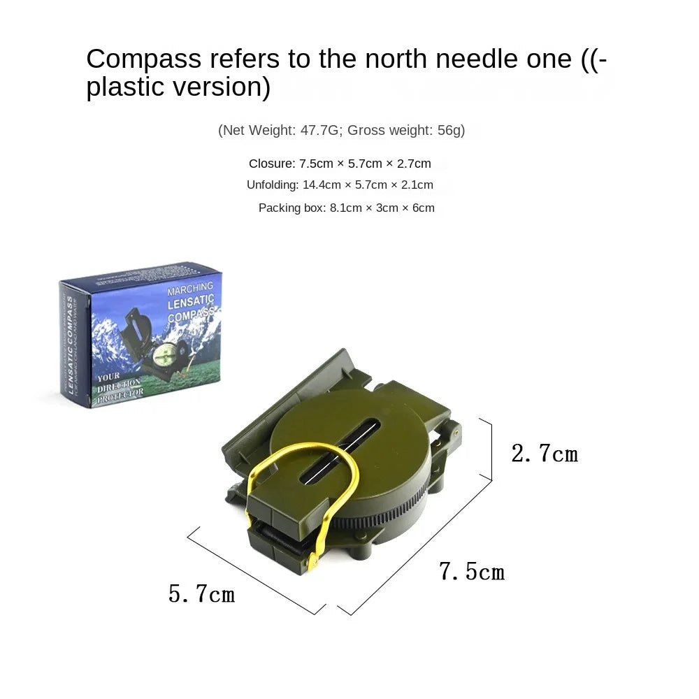 Waterproof High Precision Compass Outdoor Gadget Sports Hiking Mountaineering Professional Military Army Metal Sight Peaceful Pleasures Health and Wellness plastic
