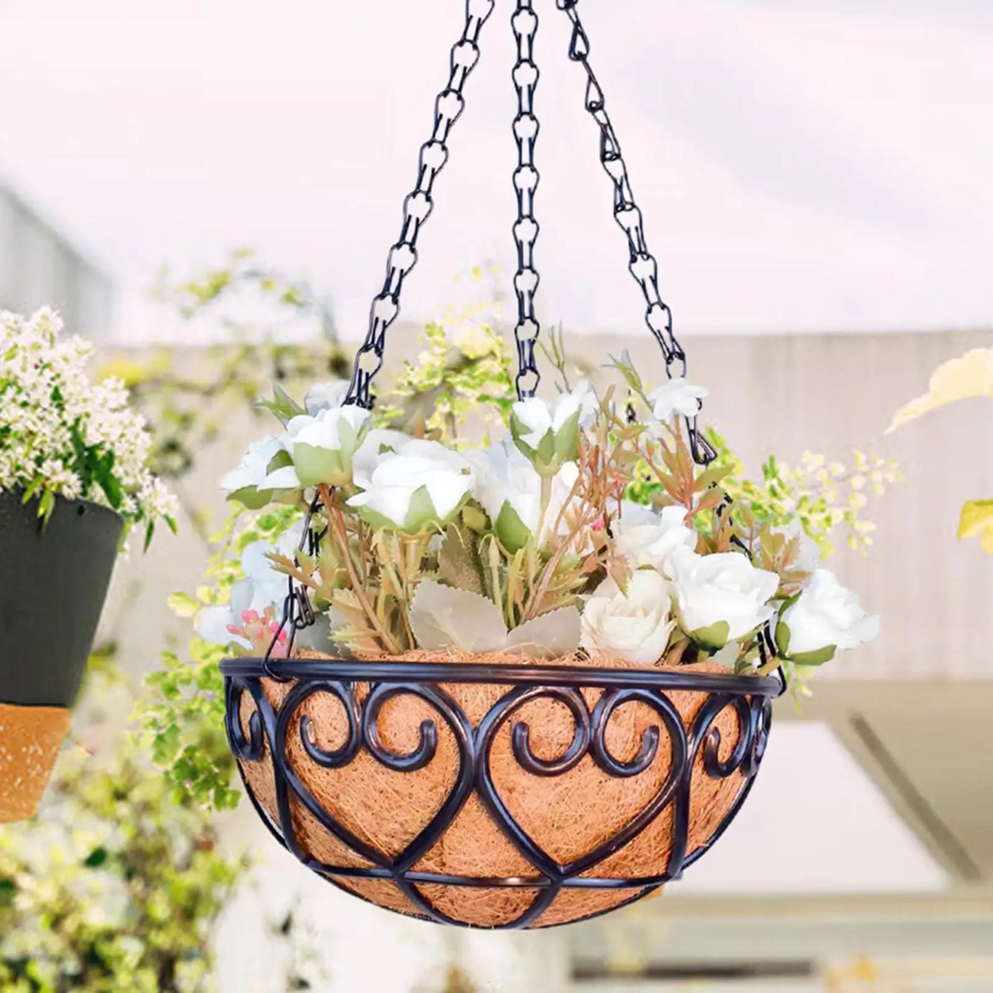 Resin Hanging Planter Basket with Chain | Indoor & Outdoor