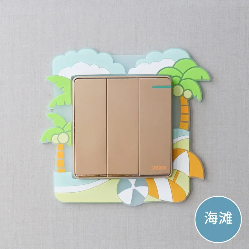 1pcs Children Bedroom Switch Stickers Home Decoration Luminous Silicone Switch Covers Kawaii Cartoon Animals Switch 3D Stickers Peaceful Pleasures Health and Wellness type29