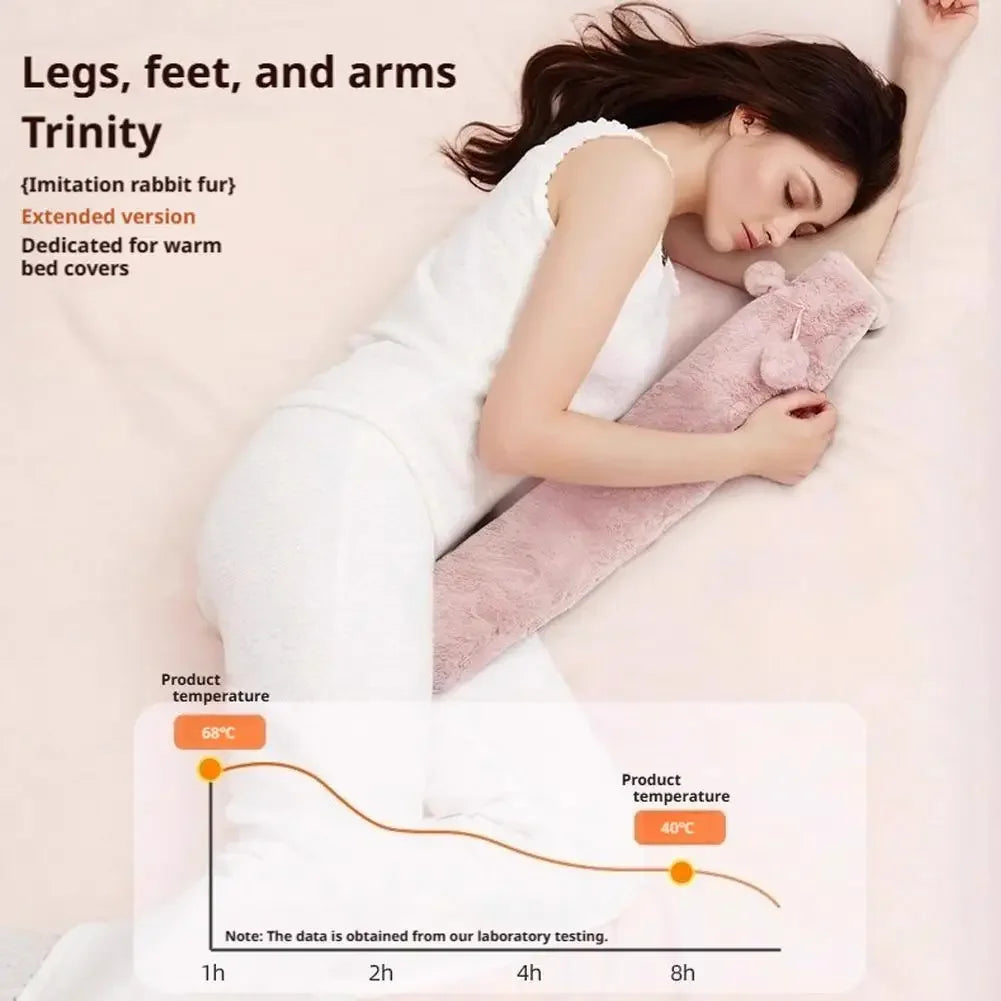 NEW 76*10cm Extra Long Hot Water Bottles Bag Leak-Proof Hot Water Filling Plush Winter Electric-Free Bed Heater Hand Foot Warmer Peaceful Pleasures Health and Wellness