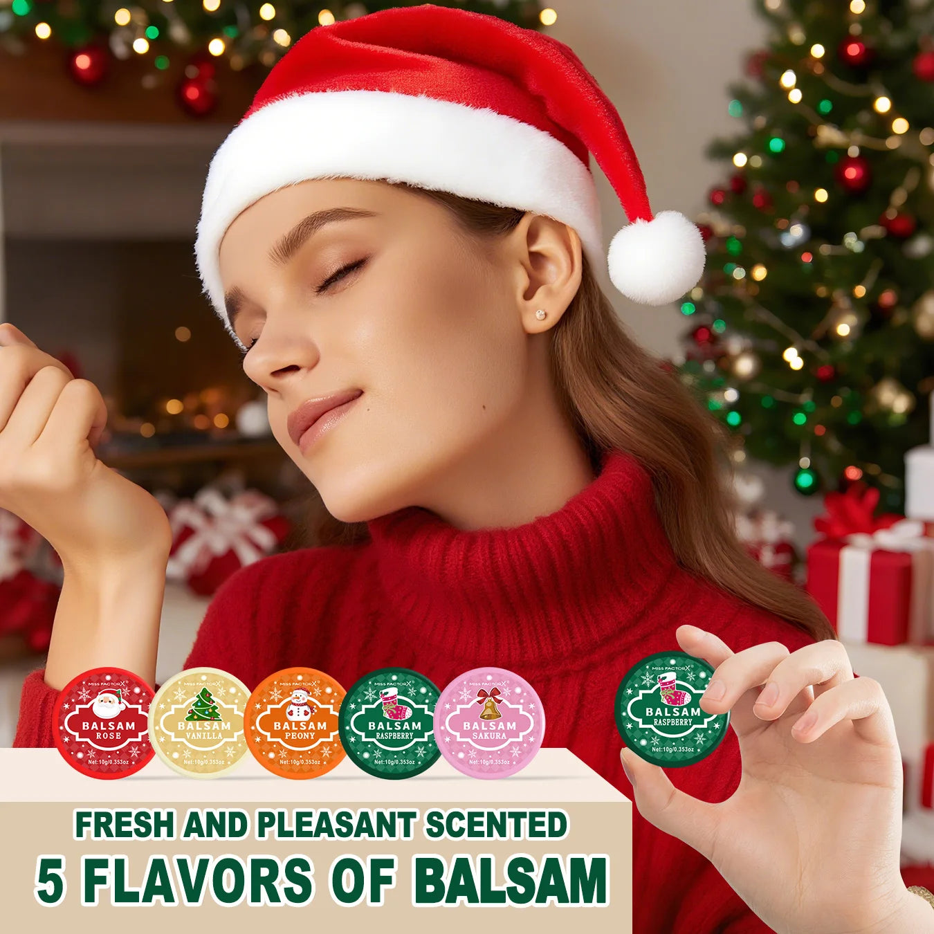 Christmas assembly gift set -20 sets, including balm, hand cream, lipstick, red gauze bag, Christmas tree thank you card Peaceful Pleasures Health and Wellness
