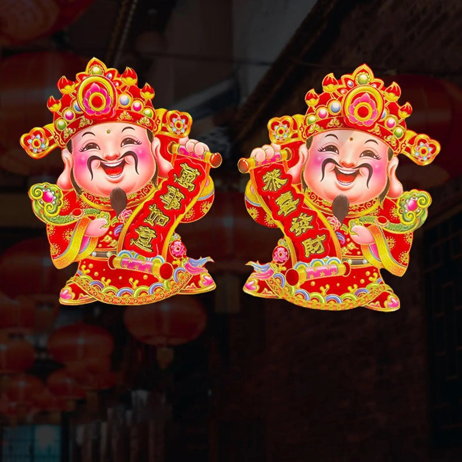 New Years Stickers Celebratory Wealth God Design Decals Chinese Stickers For Family Home Spring Festival Lunar New Year Window Peaceful Pleasures Health and Wellness