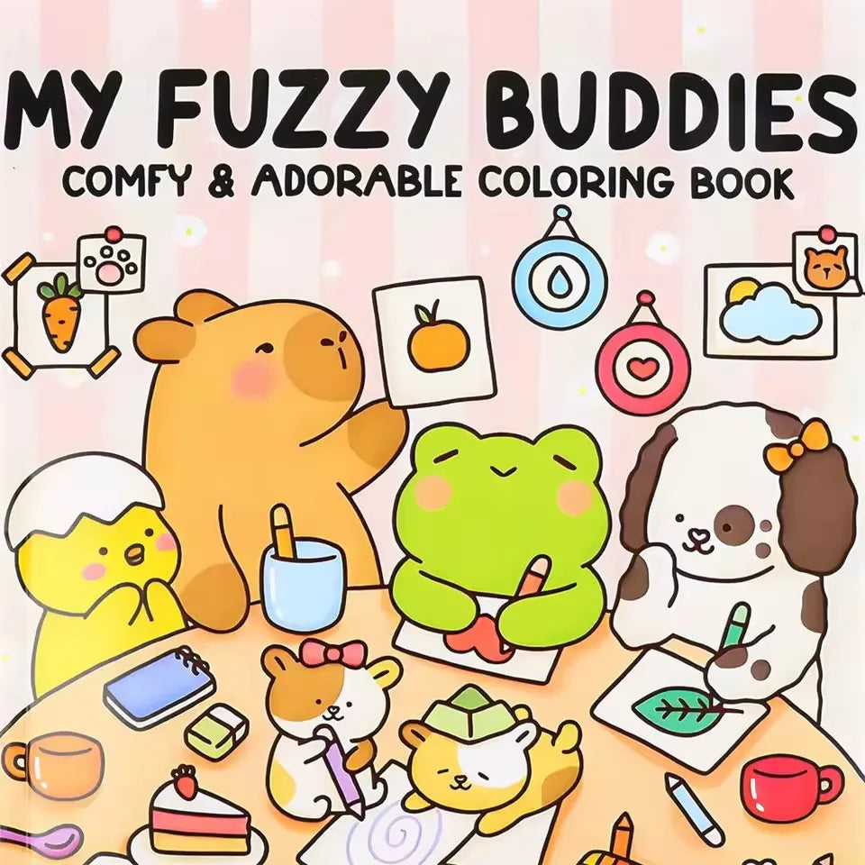 My Fuzzy Buddies Coloring Book Adults Teens Stress-relief Art Therapy