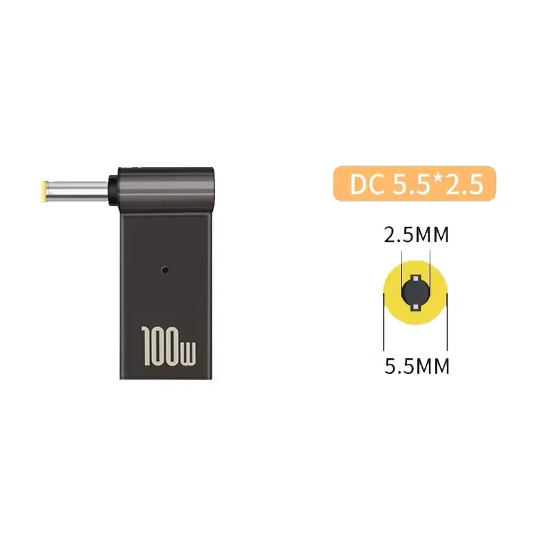 100W USB-C to DC Laptop Charger Adapter – Dell HP Asus Lenovo Peaceful Pleasures Health and Wellness 5.5-2.5mm