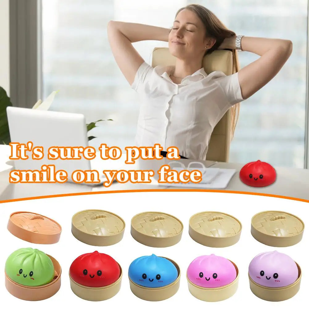 Dumpling Squishy Squeeze Toy | Cute Sensory Steamed Bun Ball Squishy Sensory Toy Peaceful Pleasures Health and Wellness