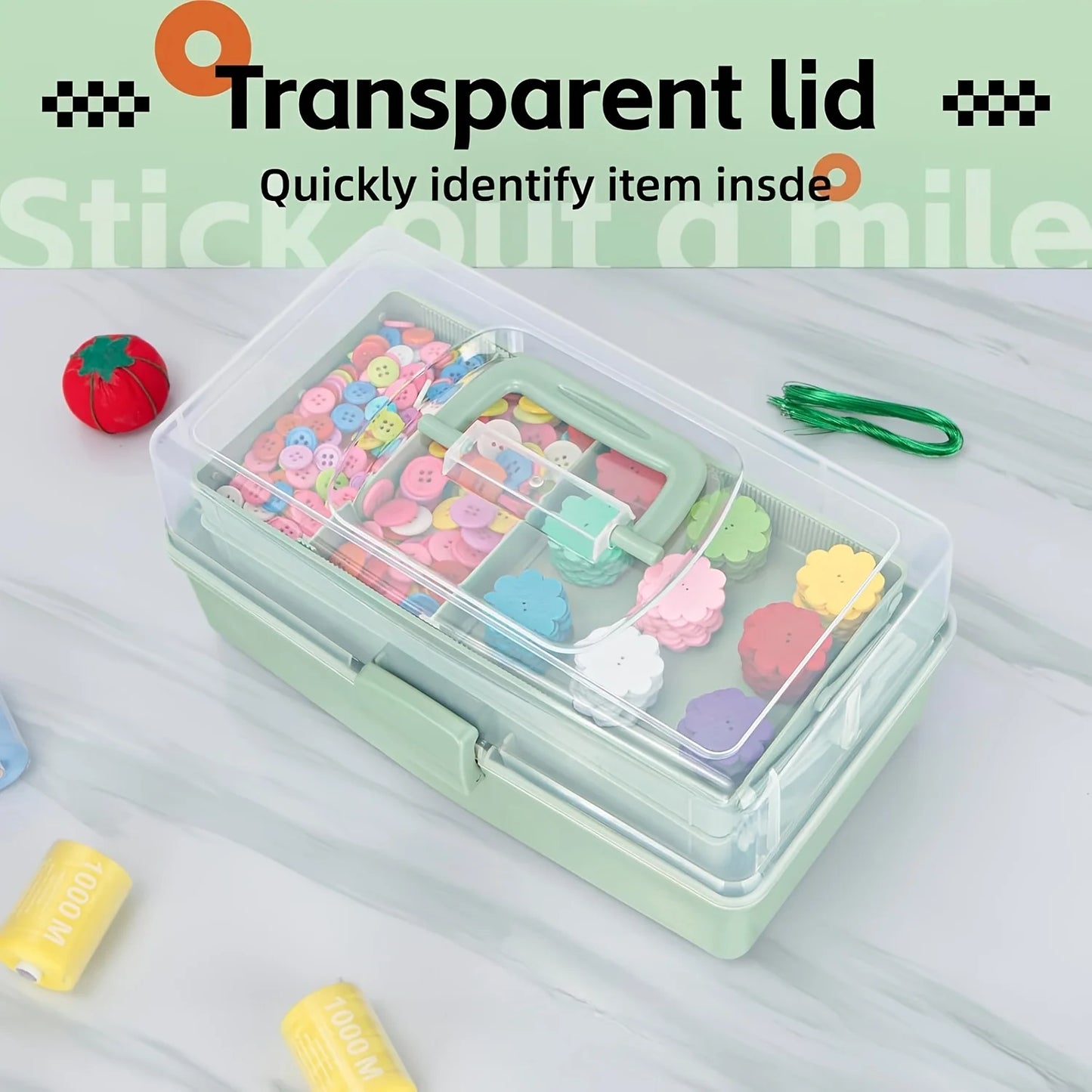 3-Layer Craft Organizer Box with Adjustable Dividers & Handle Craft Storage Organizer Peaceful Pleasures Health and Wellness