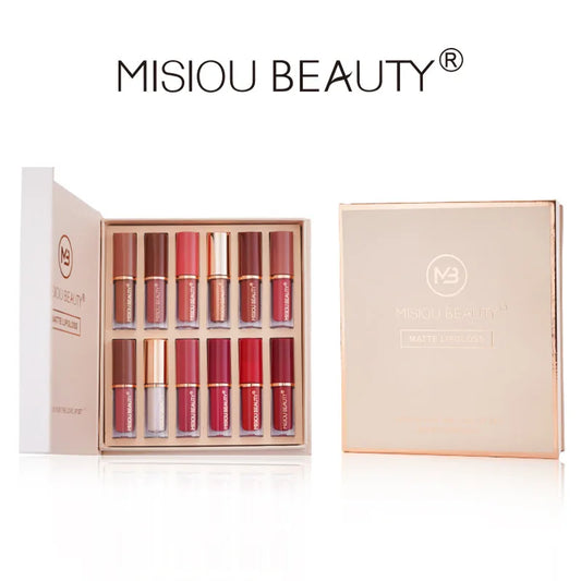 12-Color Liquid Matte & Pearl Lip Gloss Set | Long-Lasting Lip Gloss Set Oasis Select 12pcs1set