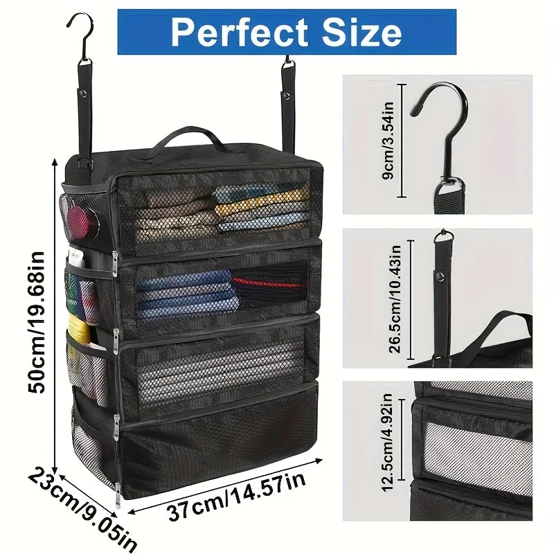 Hanging Suitcase Organizer | Collapsible Travel Packing Cubes
