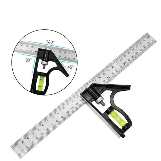 300mm Stainless Steel Angle Combination Square Ruler Horizontal Movable Carpenter Woodworking 45 Degree Right Level Moving Peaceful Pleasures Health and Wellness