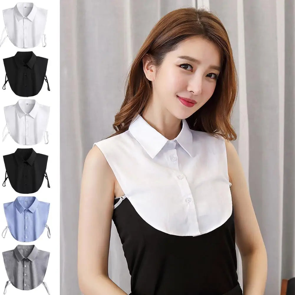 Women's Cotton Pointed Collar Fake Collar Fashionable and Elegant Solid Color Half Shirt Style Versatile Decorative Collar Peaceful Pleasures Health and Wellness