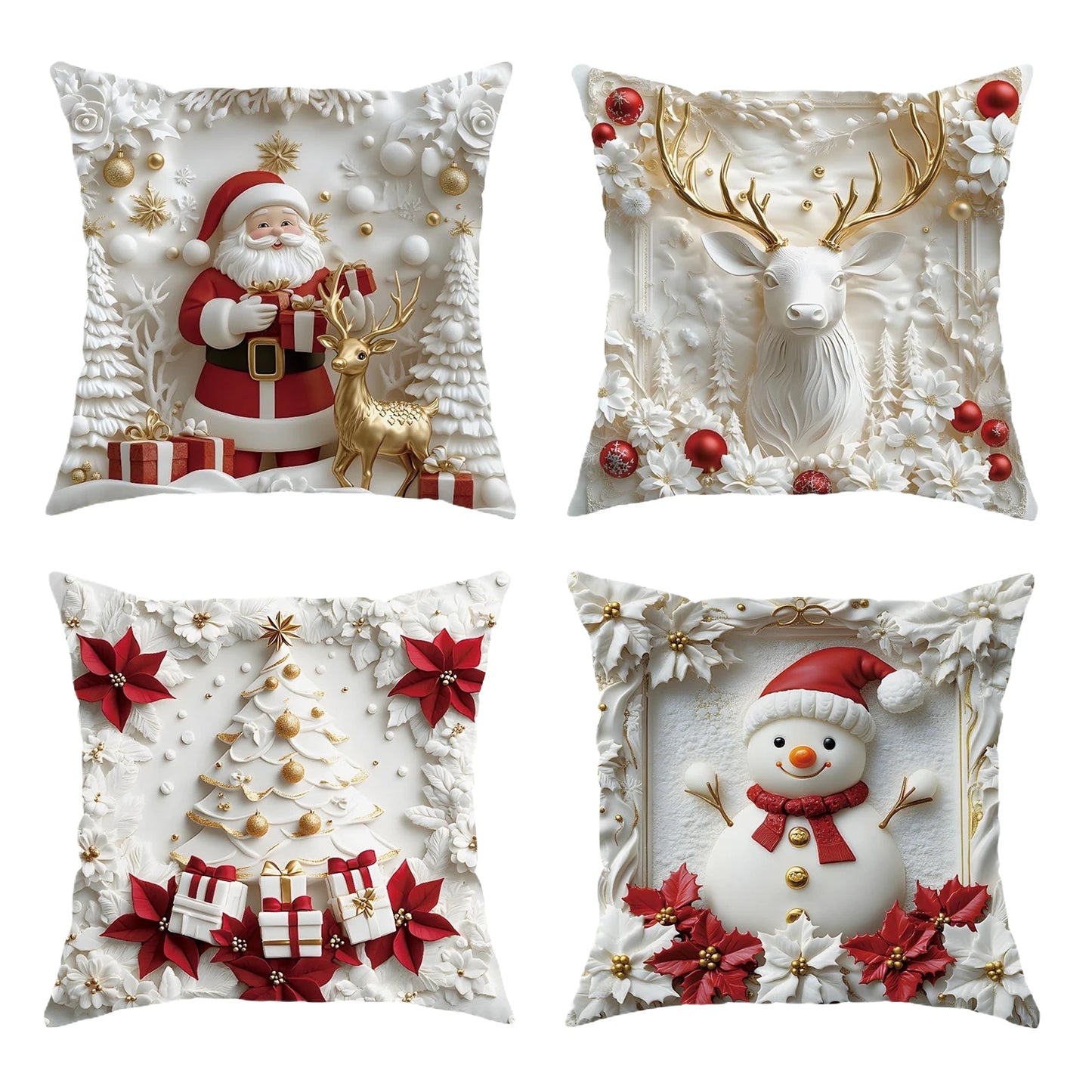 4-Pack Christmas Pillow Covers 17.7" | Festive Holiday Décor