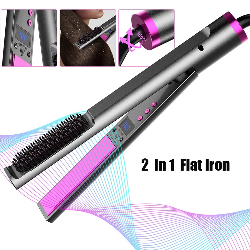 Professional Hair Straightener Infrared and Steam Flat Iron Salon Ceramic Hair Straightening Curler for Hairstyles Peaceful Pleasures Health and Wellness