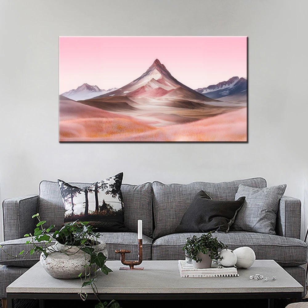 Canvas Wall Arts Nature Mountain Landscape Pink aesthetic Wallpaper Poster And Picture Print Interior Home Decor For Living Room Peaceful Pleasures Health and Wellness