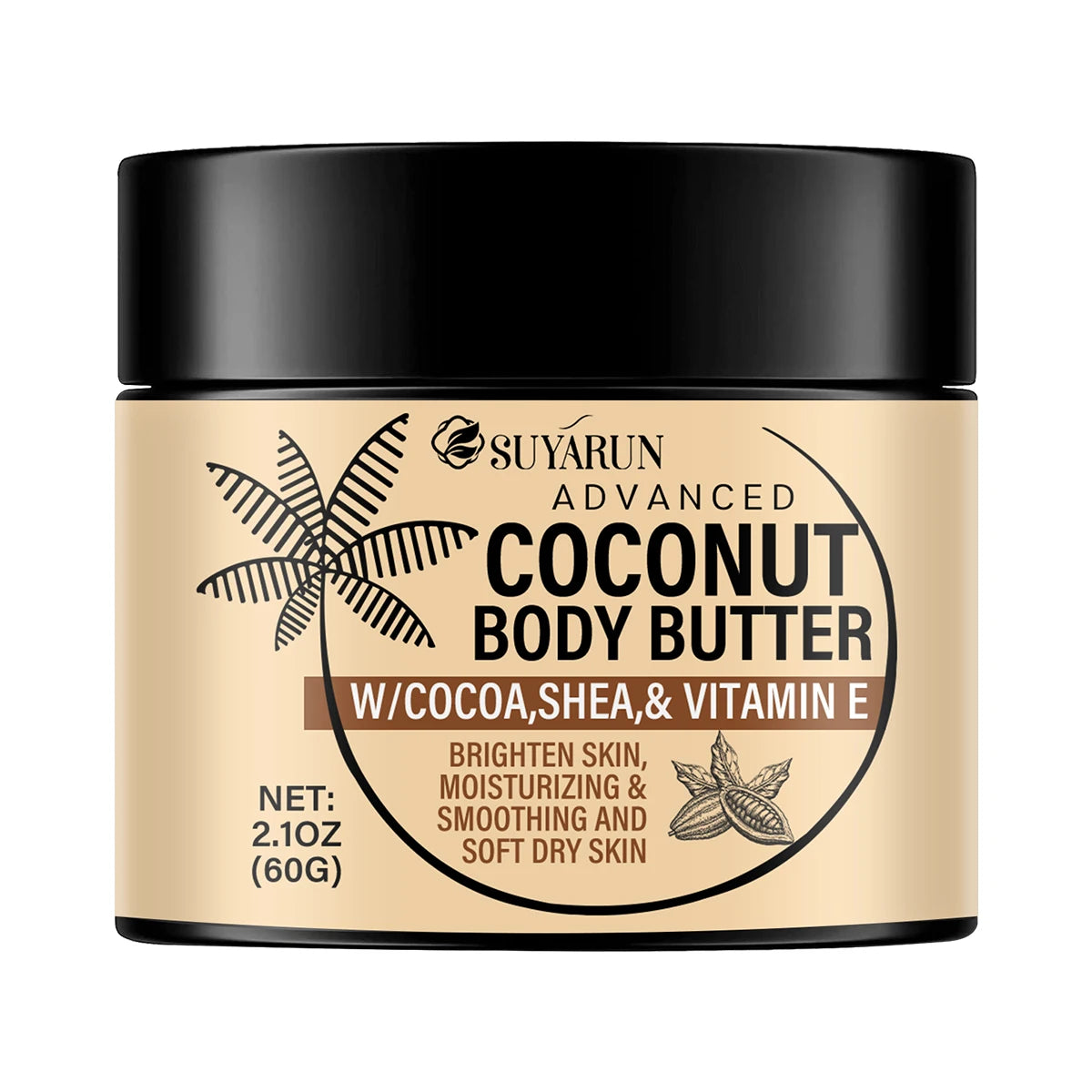 SUYARUN Deep Moisturizing Cream for Dry Skin, Organic Hydration with Coconut Oil, Fast Absorbing, 24 hour Nourishing. Peaceful Pleasures Health and Wellness 60g