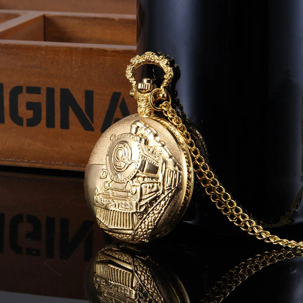 Vintage Quartz Pocket Watch with Chain | Roman Numeral Gift