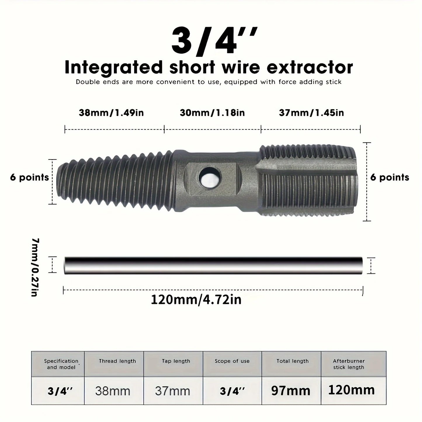 Double Head Screw Extractor & Thread Repair Kit 1/2" 3/4" Peaceful Pleasures Health and Wellness GZ015-C