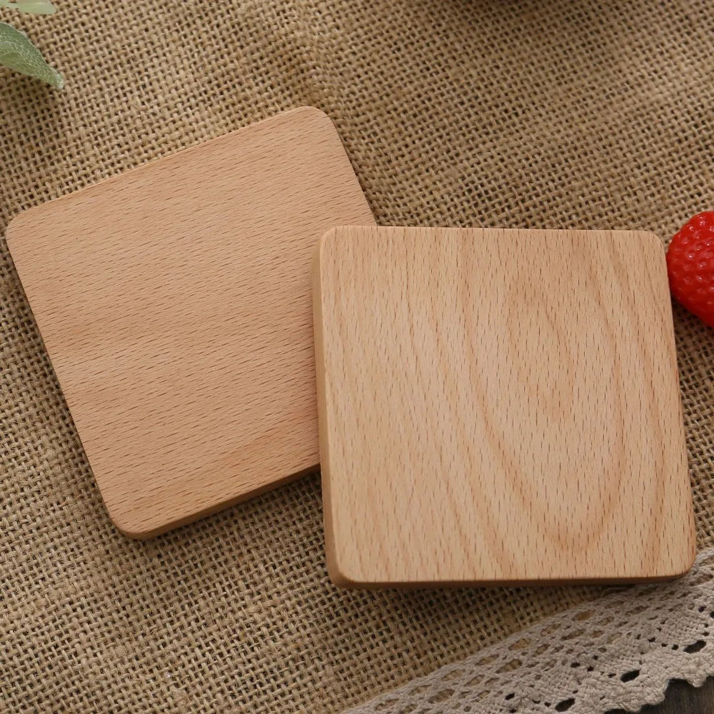 Wood Bamboo Coasters | Heat-Resistant Tea & Coffee Cup Mats