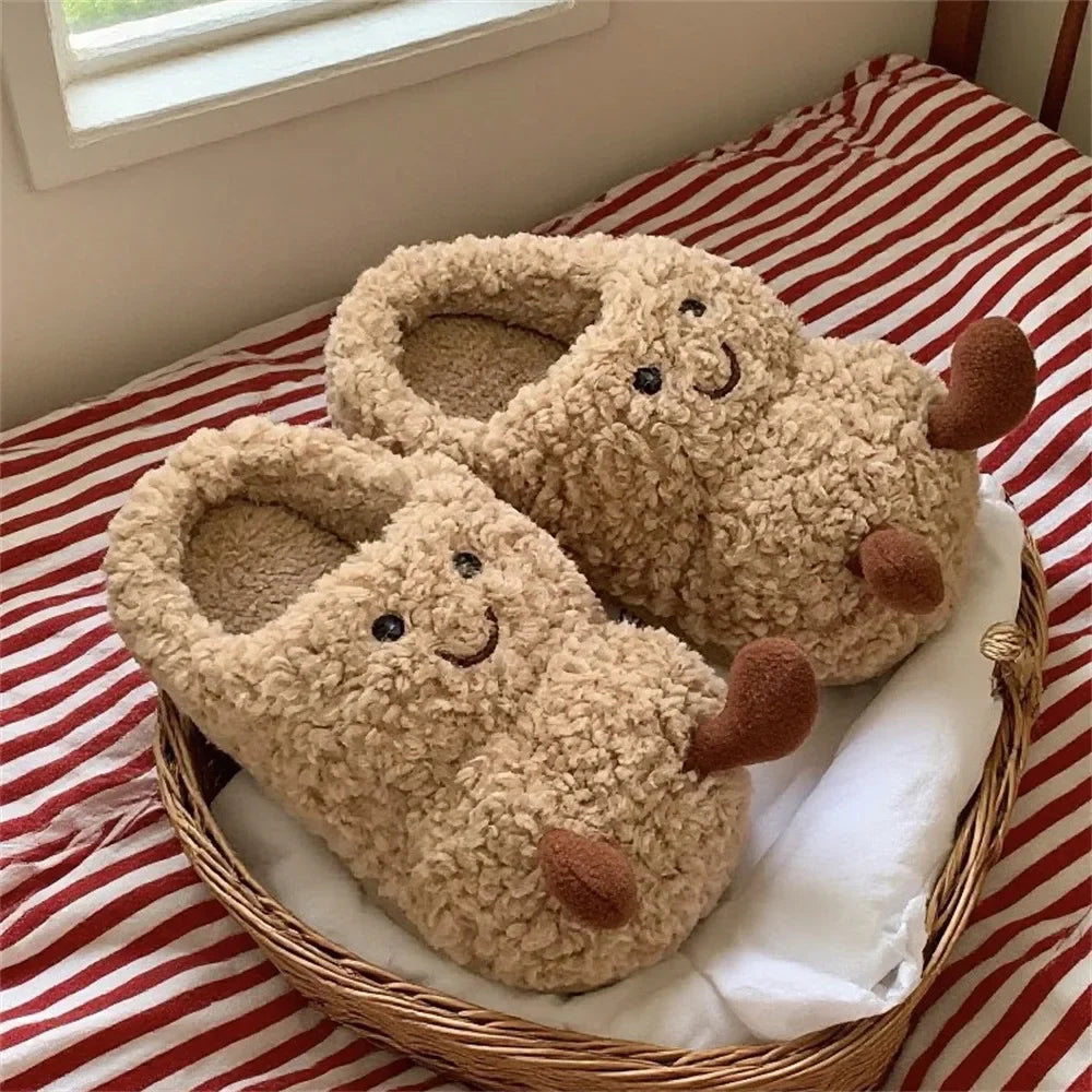 Creativity New Winter Cartoon Fun Peanut Warm Plush Slippers Indoor Fashion Casual Comfortable Non Slip Household Cotton Shoes Peaceful Pleasures Health and Wellness peanut 40-41
