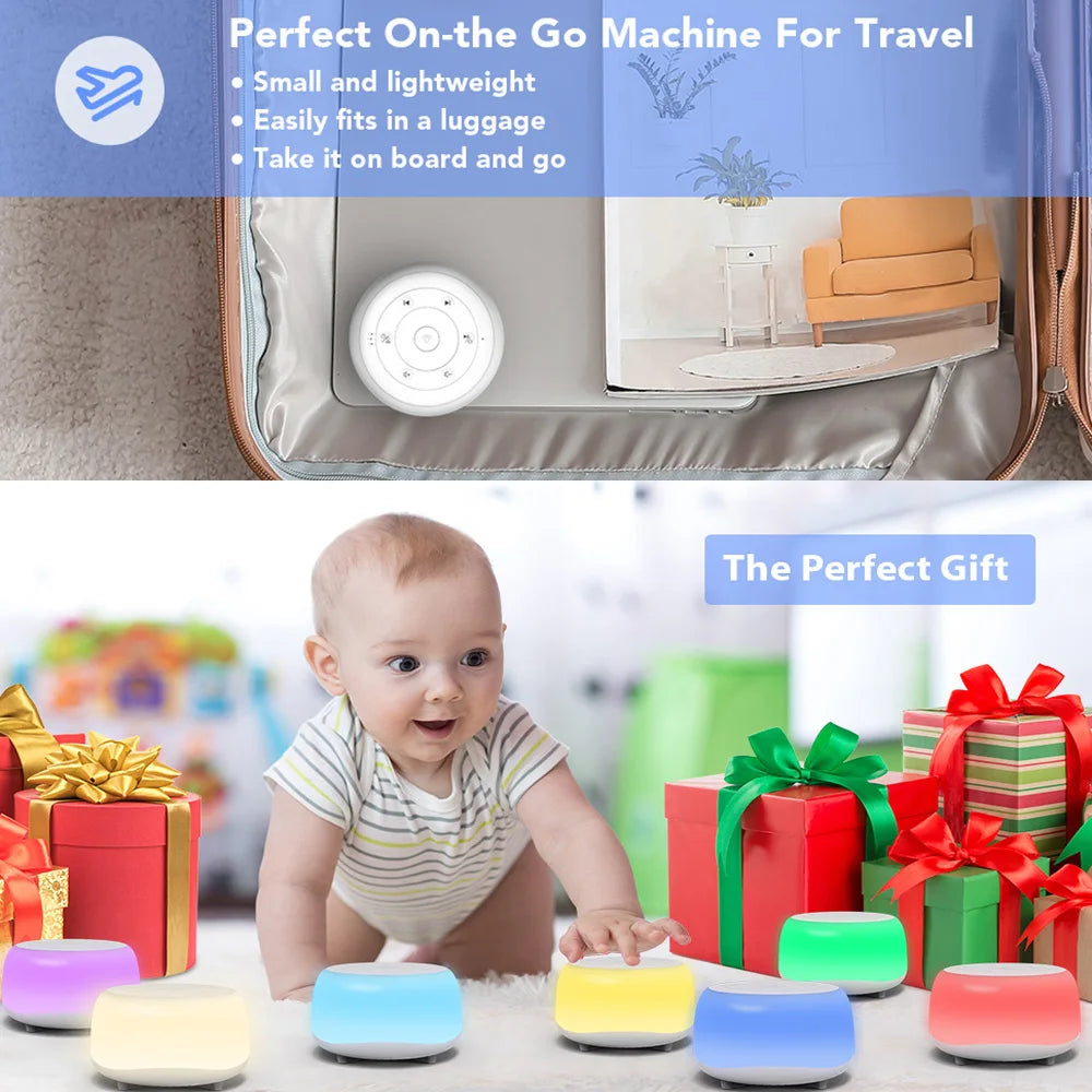 White Noise Machine – 34 Sounds, 7-Color Night Light for Baby