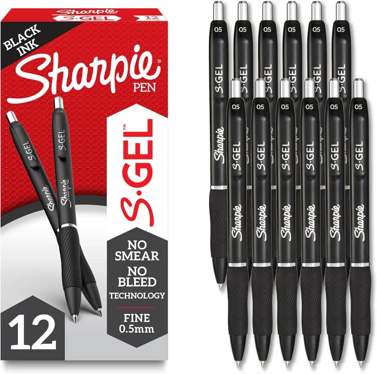 Fine Point Gel Pens, 0.5mm Black Ink, 12-Pack for Writing, Journaling & Note-Taking Peaceful Pleasures Health and Wellness United States