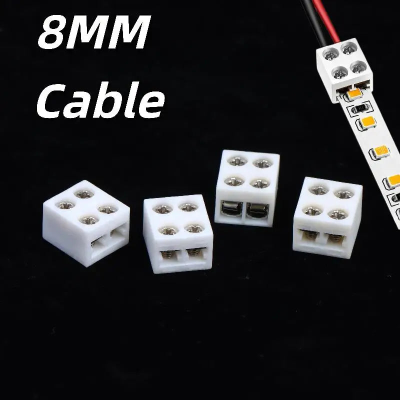 8mm 2-Pin Solder-Free LED Strip Connectors – Screw Fix 2/10Pcs