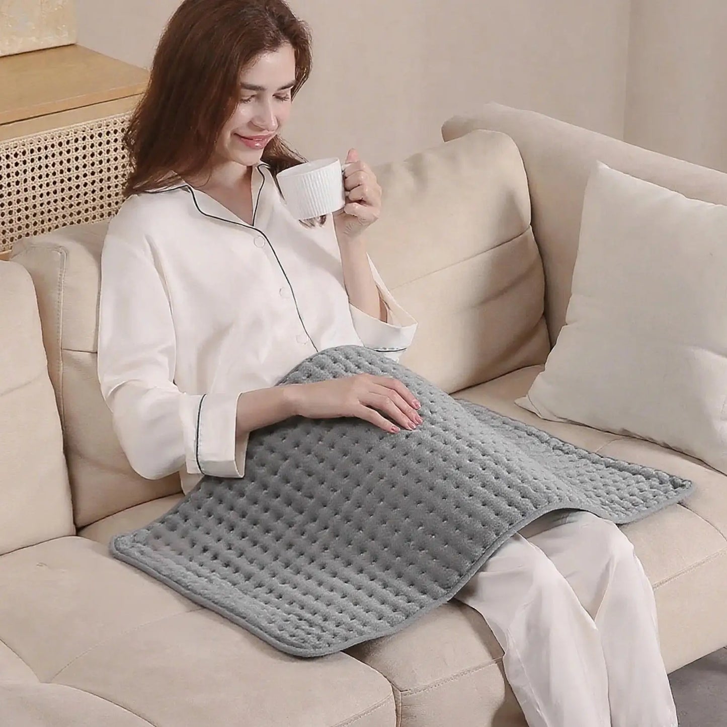 Portable Electric Heating Pad Adjustable Temperature Auto Off for Neck Back Pain Relief Men Women Elderly Menstrual Cramps Peaceful Pleasures Health and Wellness