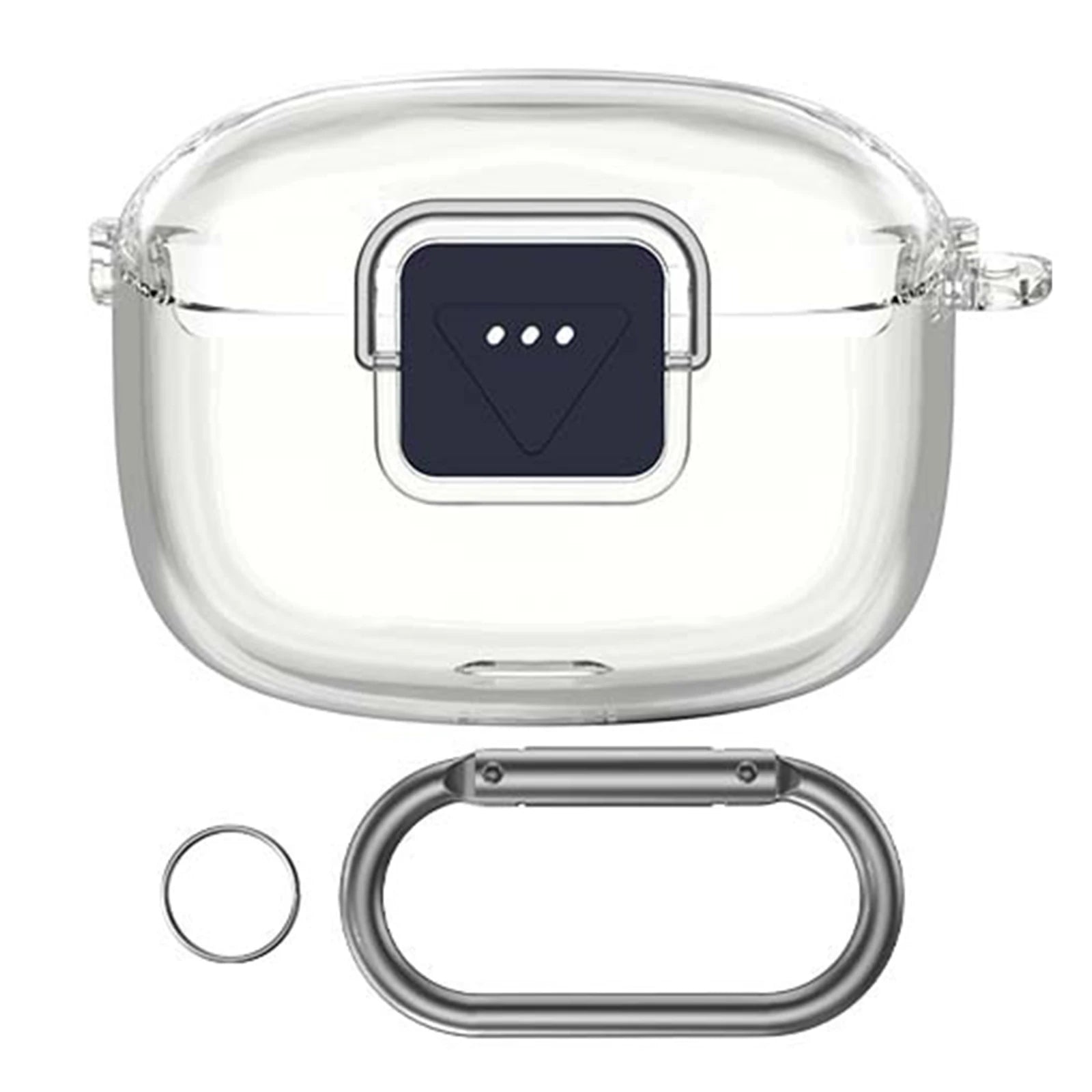 TPU Protective Case with Carabiner Protective Cover Shockproof Protective Shell for Tune Buds 2 Bluetooth-compatible Earbuds Peaceful Pleasures Health and Wellness Transparent