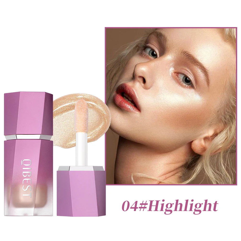 QIBEST Liquid Blusher Natural Cream Cheek Eye Tint Blush Multi-use Makeup Stick Liquid Contouring Highlighter Brighten Cosmetics Peaceful Pleasures Health and Wellness 04 Liquid Highlight