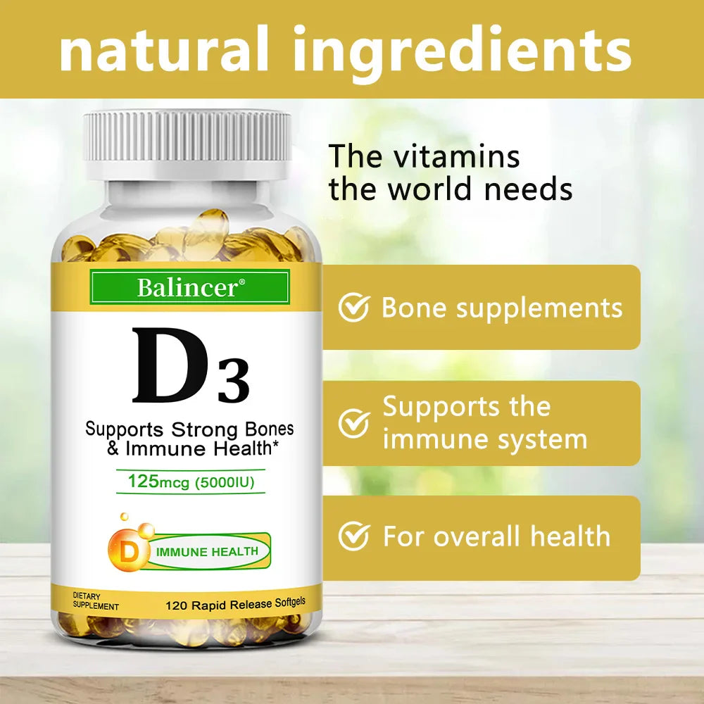 Balincer Vitamin D3 5000 IU Softgels – Bone & Immune Support