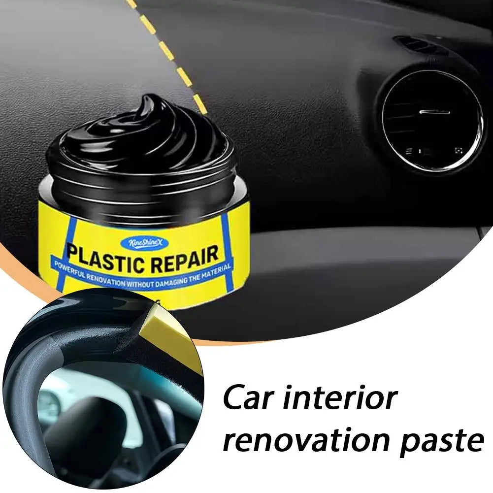Instant Plastic Renovation Cream 50G/100G- Double Black Restorer for Car Interior Plastic & Leather, Restores Shine Instantly Peaceful Pleasures Health and Wellness