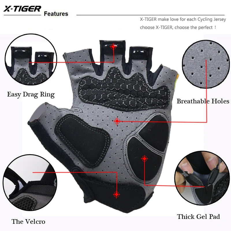 X-TIGER Half Finger Cycling Gloves – MTB, Gym & Riding