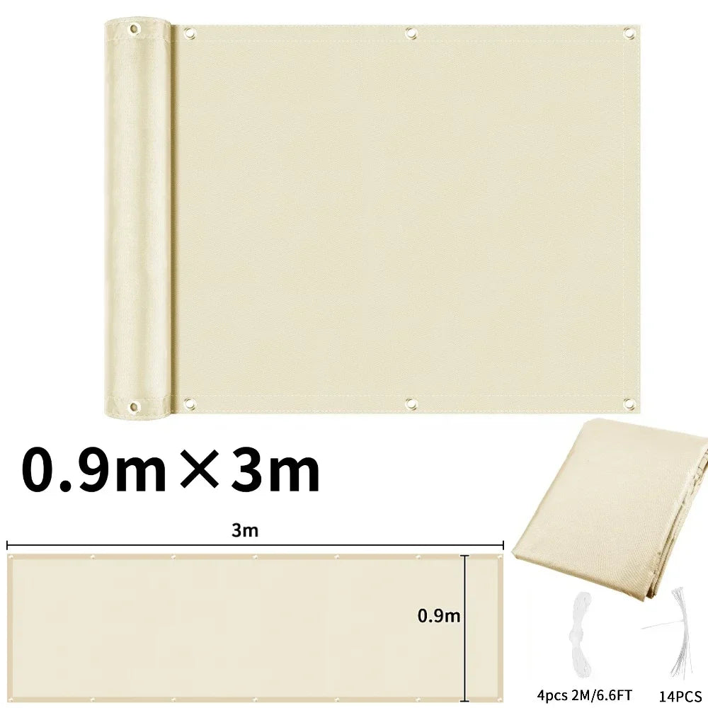 Balcony Privacy Screen Patio Fence Screen for Balcony Cover Waterproof Garden Sunshade Cloth with Grommets UV Protection Shelter Peaceful Pleasures Health and Wellness Beige 90x300CM