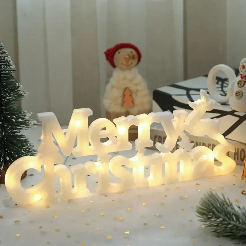 LED 3D Merry Christmas Marquee Light Sign | Holiday Tabletop Decor