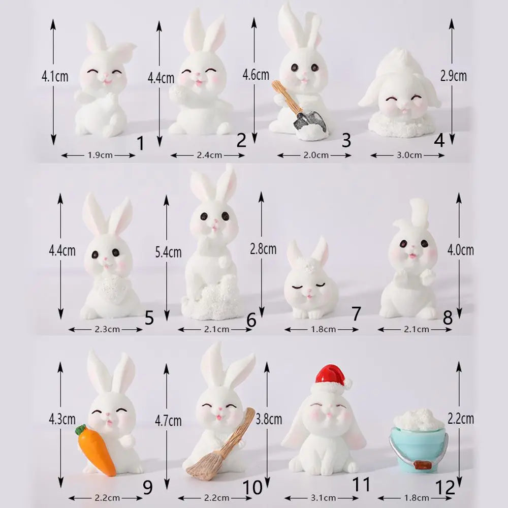 Snowman Bunny Resin Figurine | Micro Landscape Christmas Ornament