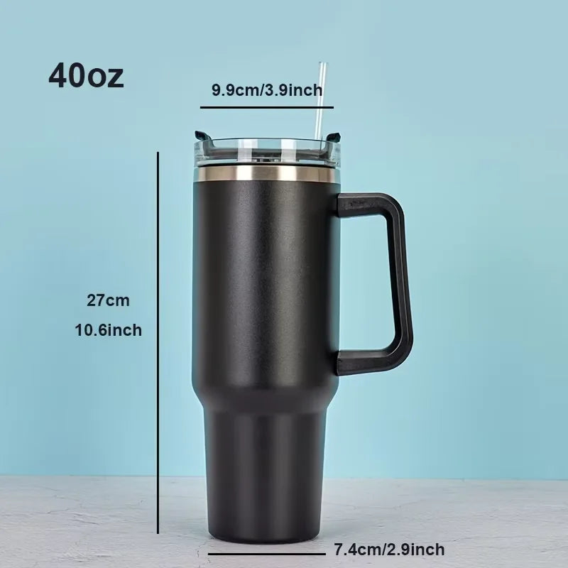 40oz Insulated Stainless Steel Tumbler with Handle & Straw Lid