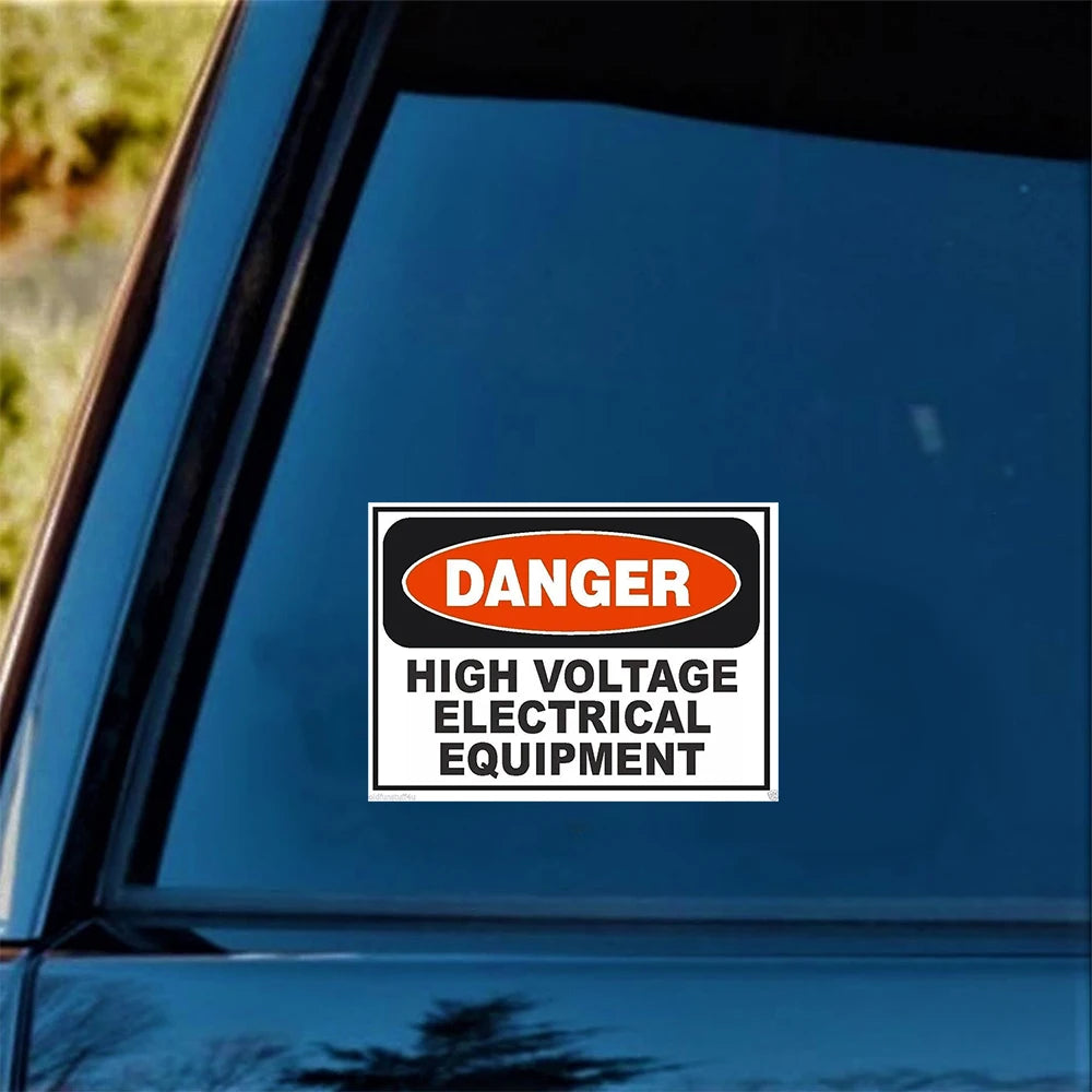 Danger High Voltage Equipment Safety Car Decal Peaceful Pleasures Health and Wellness