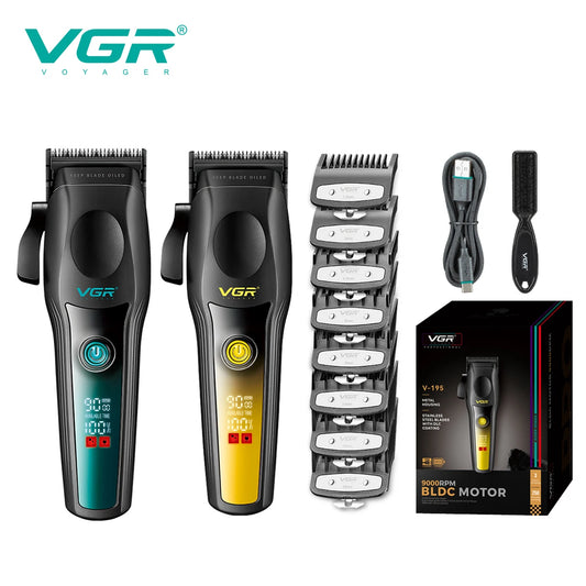 VGR New High end Hair Clipper Metal Body Titanium Alloy Sharp Blade Hair Trimmer LCD Intelligent Digital Shaving Machine V-195 Peaceful Pleasures Health and Wellness