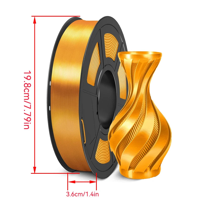 Silk PLA Filament 1.75mm 500g Gold & Silver – ±0.02mm Accuracy
