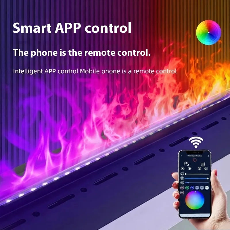 Smart Home 3D Fireplace Water Steam Humidifier LED Decorative Flame TV Wall Sound Of Firewood Cracking Vapour Electric Fireplace Peaceful Pleasures Health and Wellness