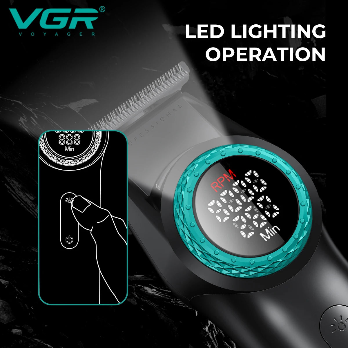 VGR Hair Trimmer Professional USB Hair Clipper Rechargeable Cordless Haircut LED DISPLAY Electric BLDC Motor Trimmer for V-977 Peaceful Pleasures Health and Wellness
