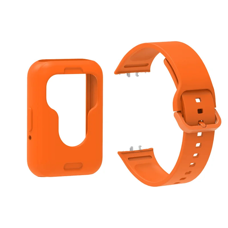 Silicone Strap & Case for Samsung Galaxy Fit 3 SM-R390 Peaceful Pleasures Health and Wellness Orange Case Strap